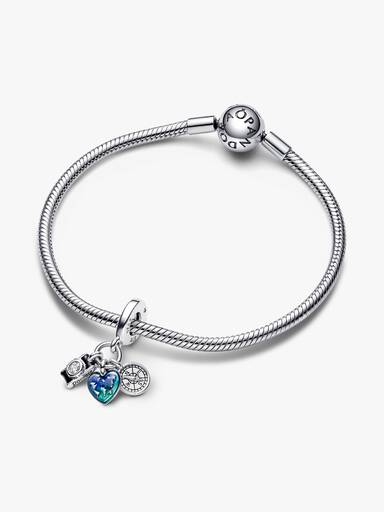 Charm Pendente Triplo Bússola, Câmera e Coração