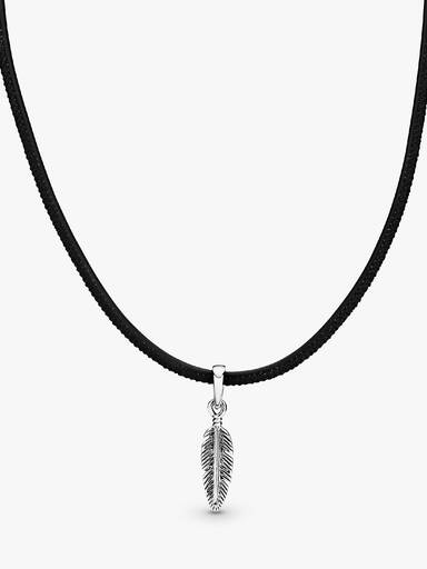 Colar Preto Couro Pena Choker