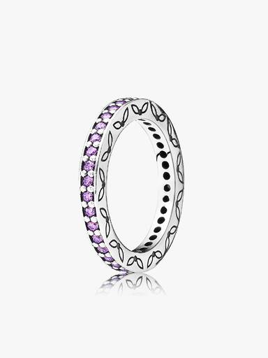 Silver ring, fancy purple cubic zirconia