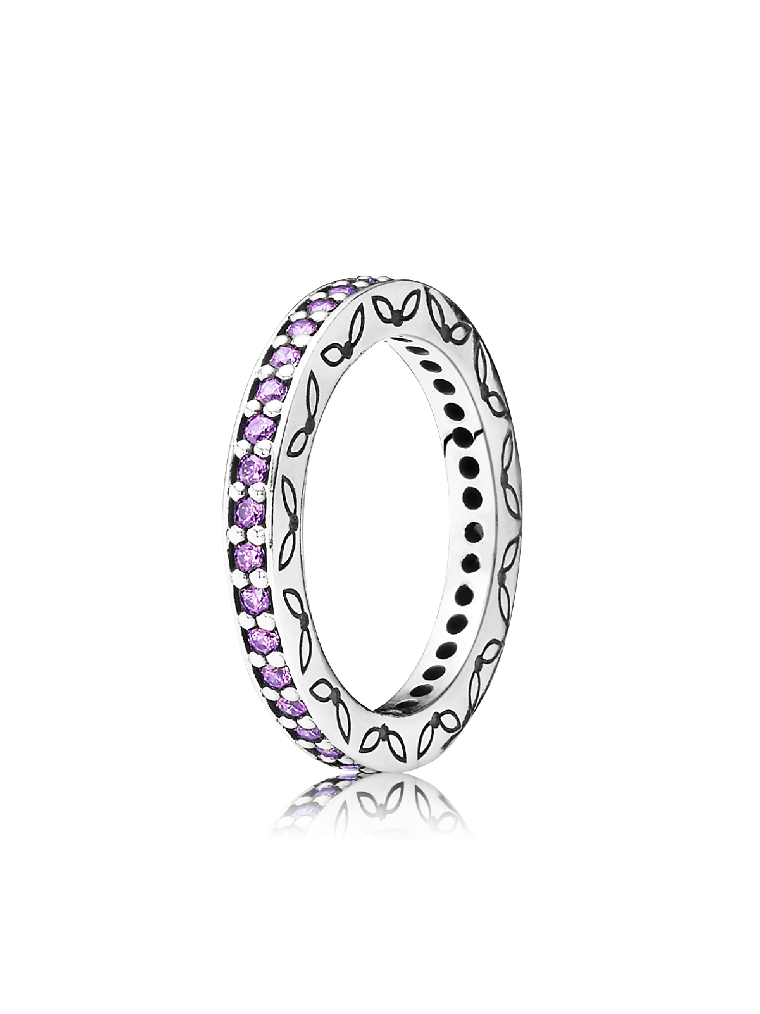 Silver ring, fancy purple cubic zirconia