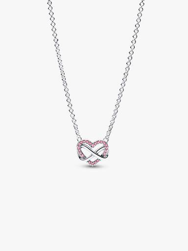 Colar de Coração Infinito Rosa Brilhante