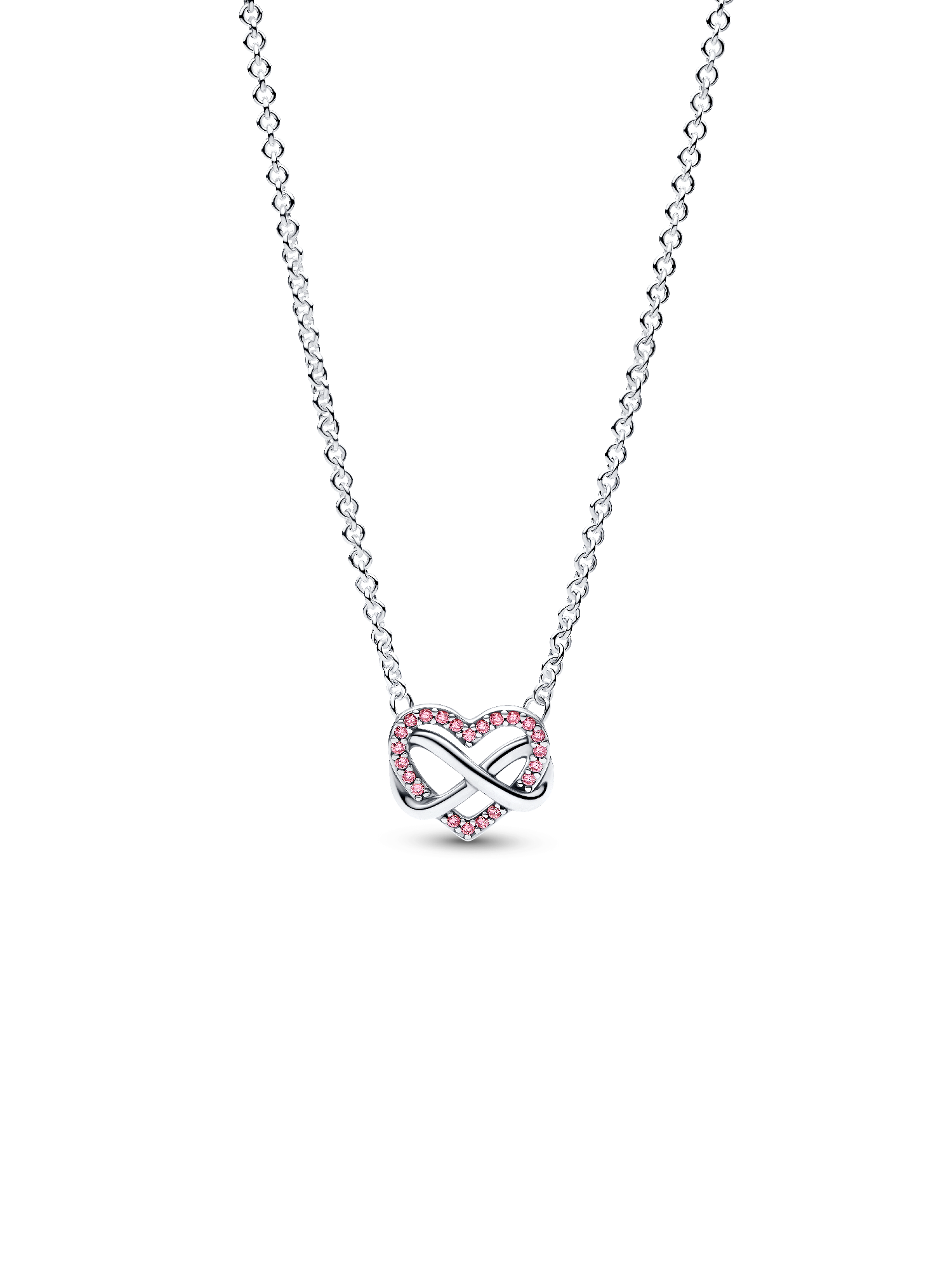 Colar de Coração Infinito Rosa Brilhante