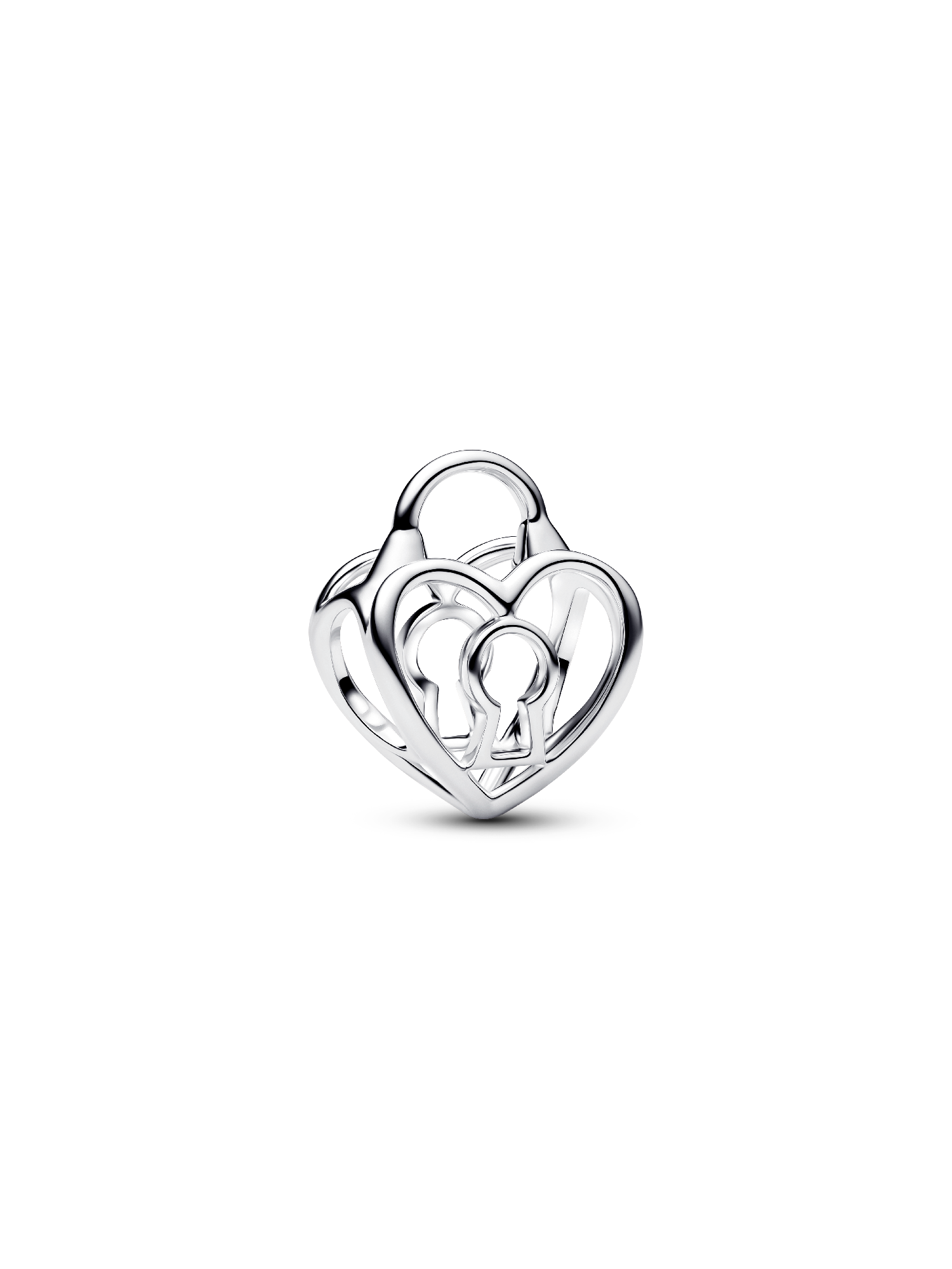 Charm de cadeado de coração vazado.