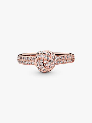 PANDORA Rose love knot ring with clear cubic zirconia