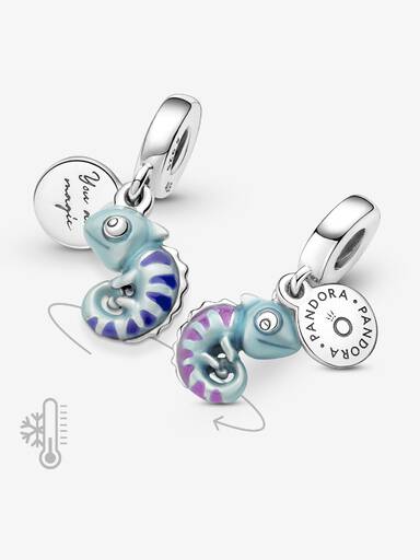 Charm pendente de camaleão que muda de cor