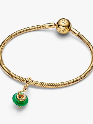 Charm pendente em vidro de Murano verde em formato de cobra