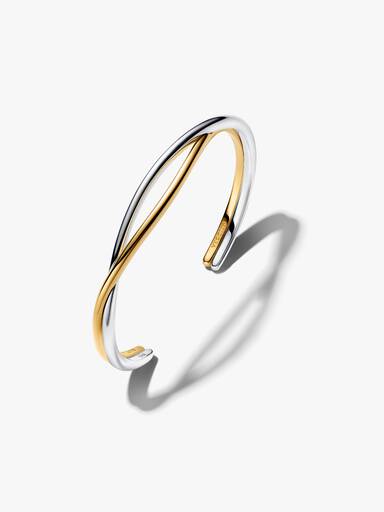 Braceletee Rígido Aberto Entrelazado de dos Tonos