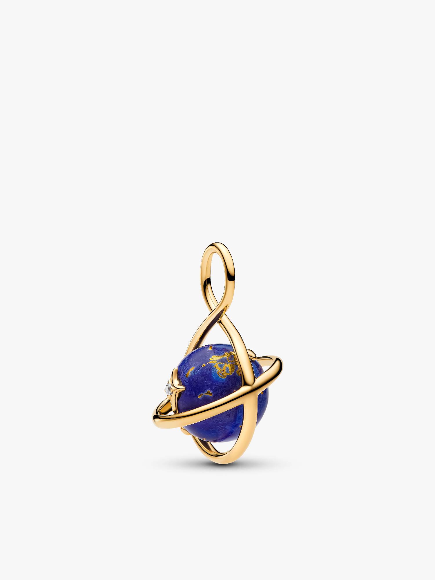 Charm Pendente Giratório de Planeta em Azul Celestial