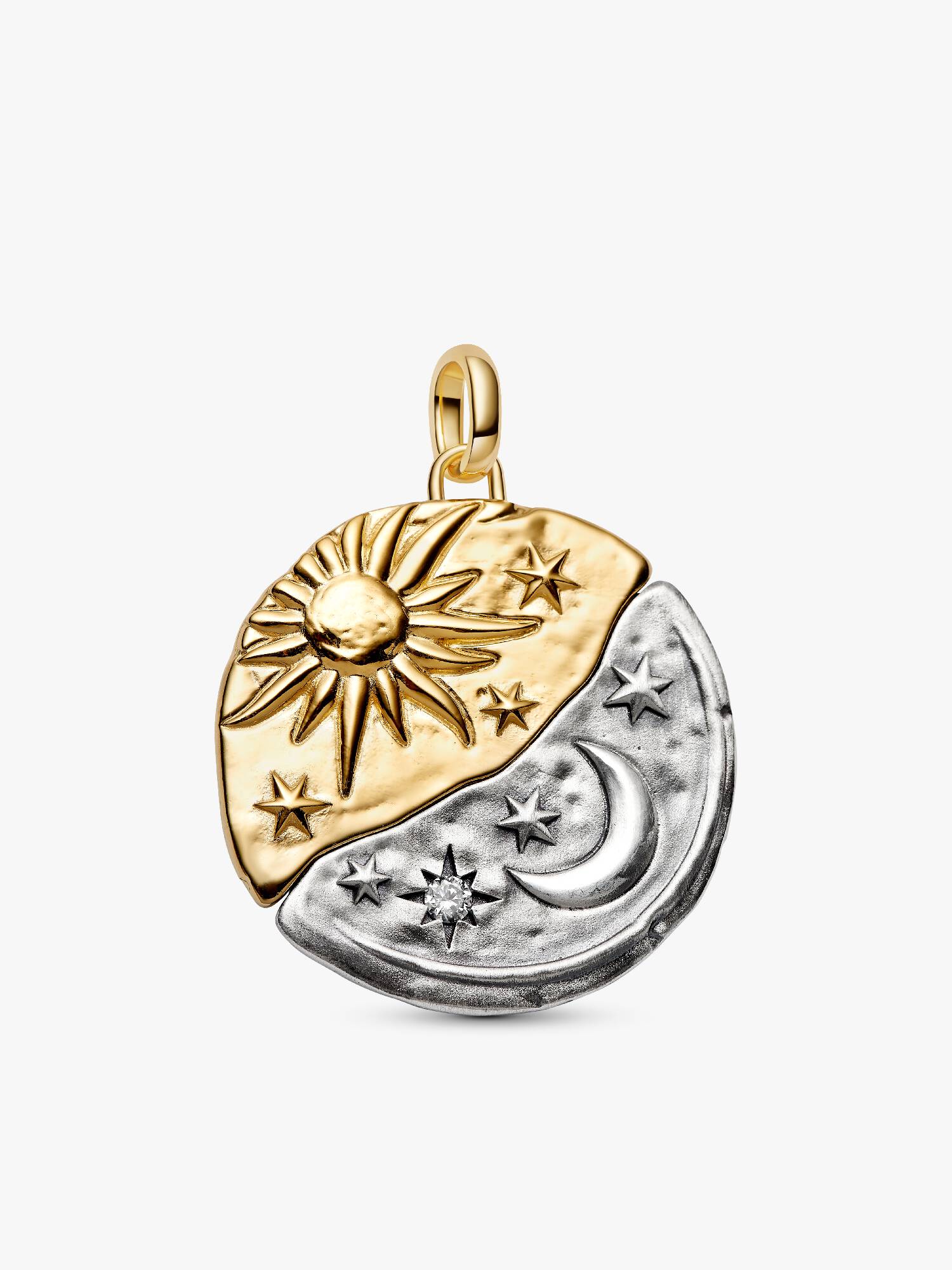 Charm Medalhão Maxi Lua e Sol em Dois Tons