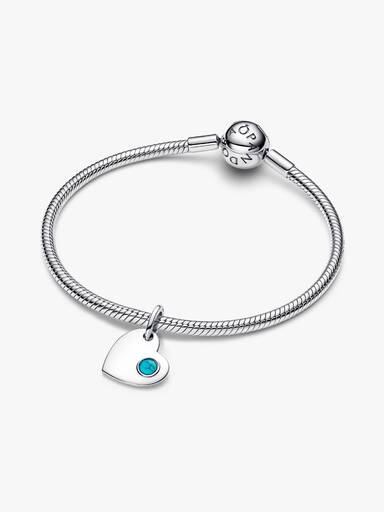 Charm Pendente Coração Gravável com Pedra Azul Turqueza