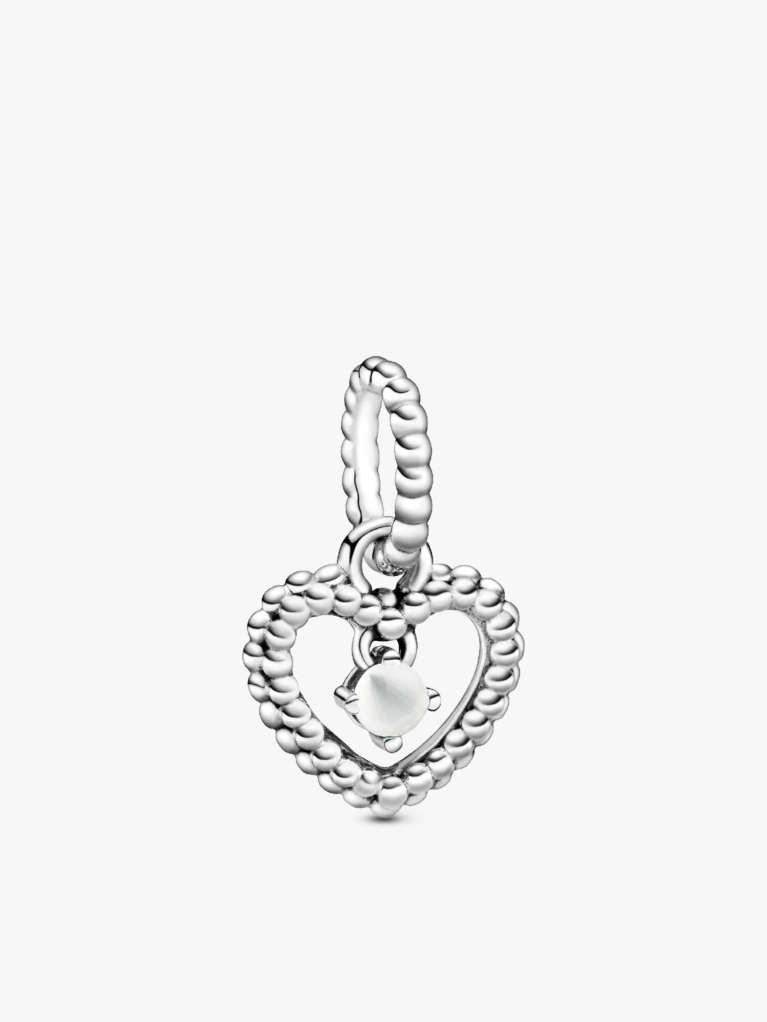 Heart sterling silver dangle with milky white crystal
