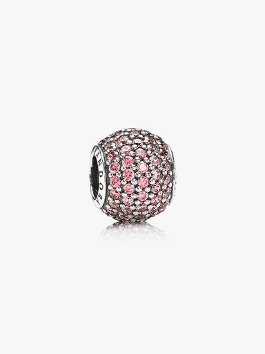 Abstract pave silver charm with fancy pink cubic zirconia