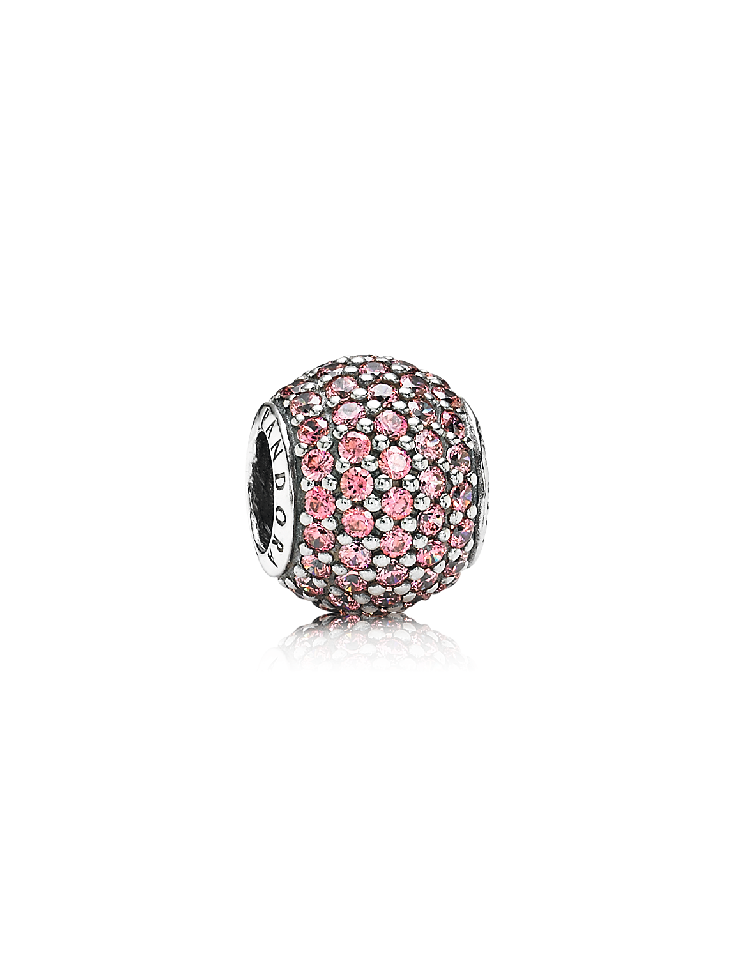 Abstract pave silver charm with fancy pink cubic zirconia