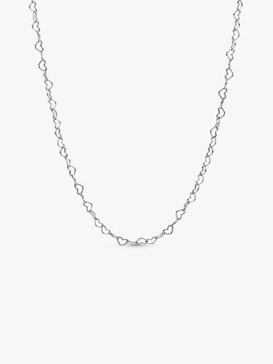 Joined hearts silver necklace