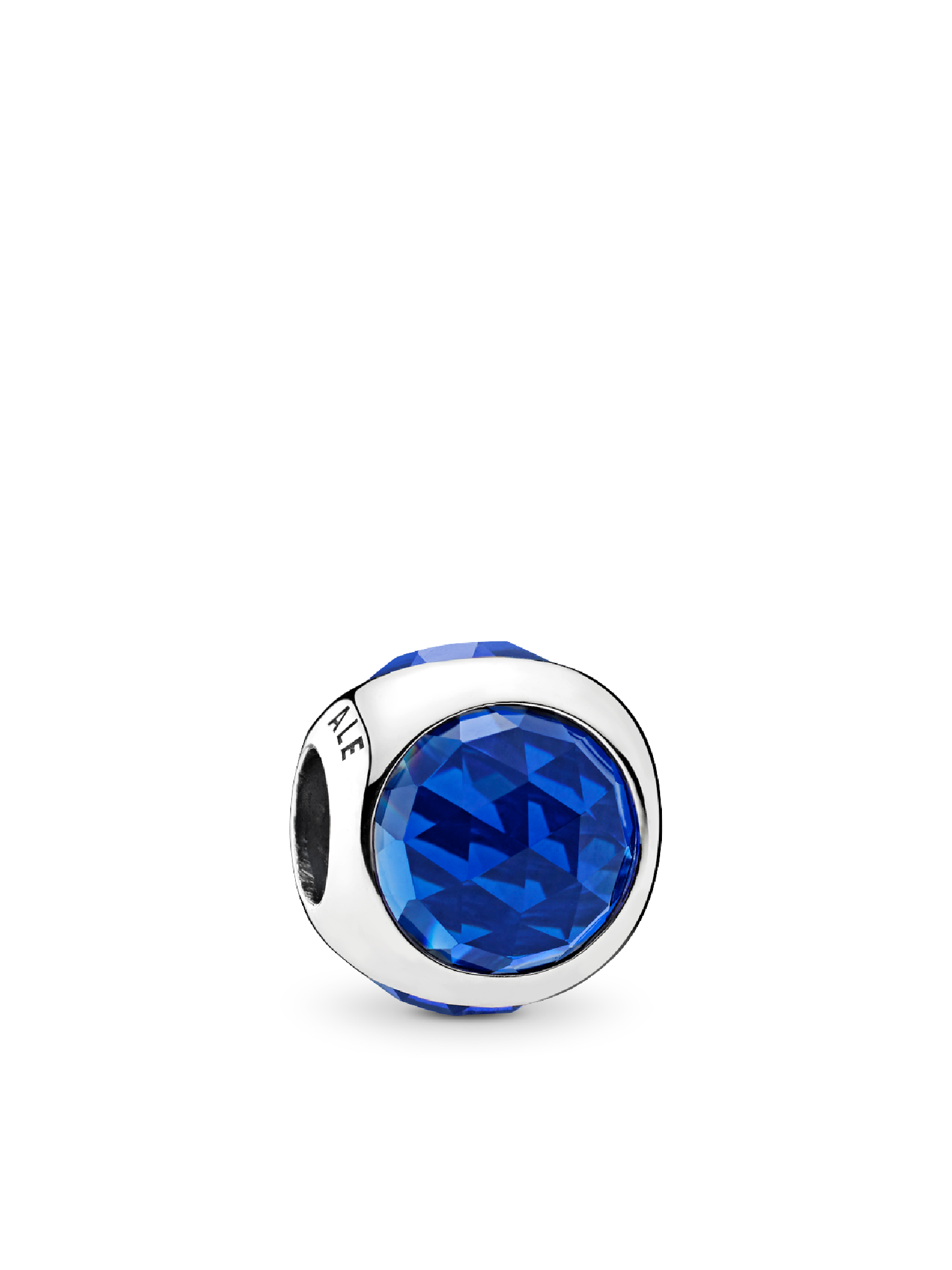 Silver charm with royal blue crystal