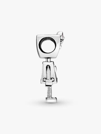 Robot girl silver charm with pink enamel