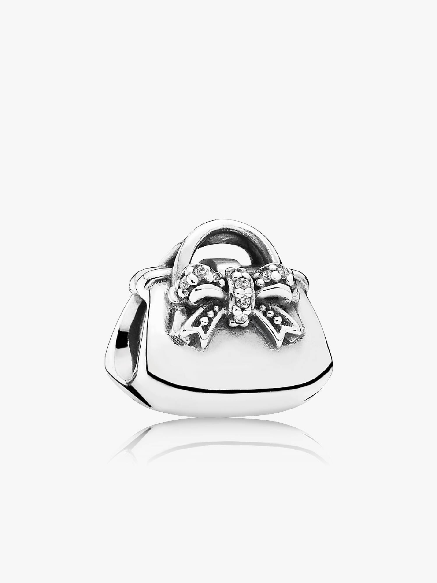 Handbag silver charm with cubic zirconia