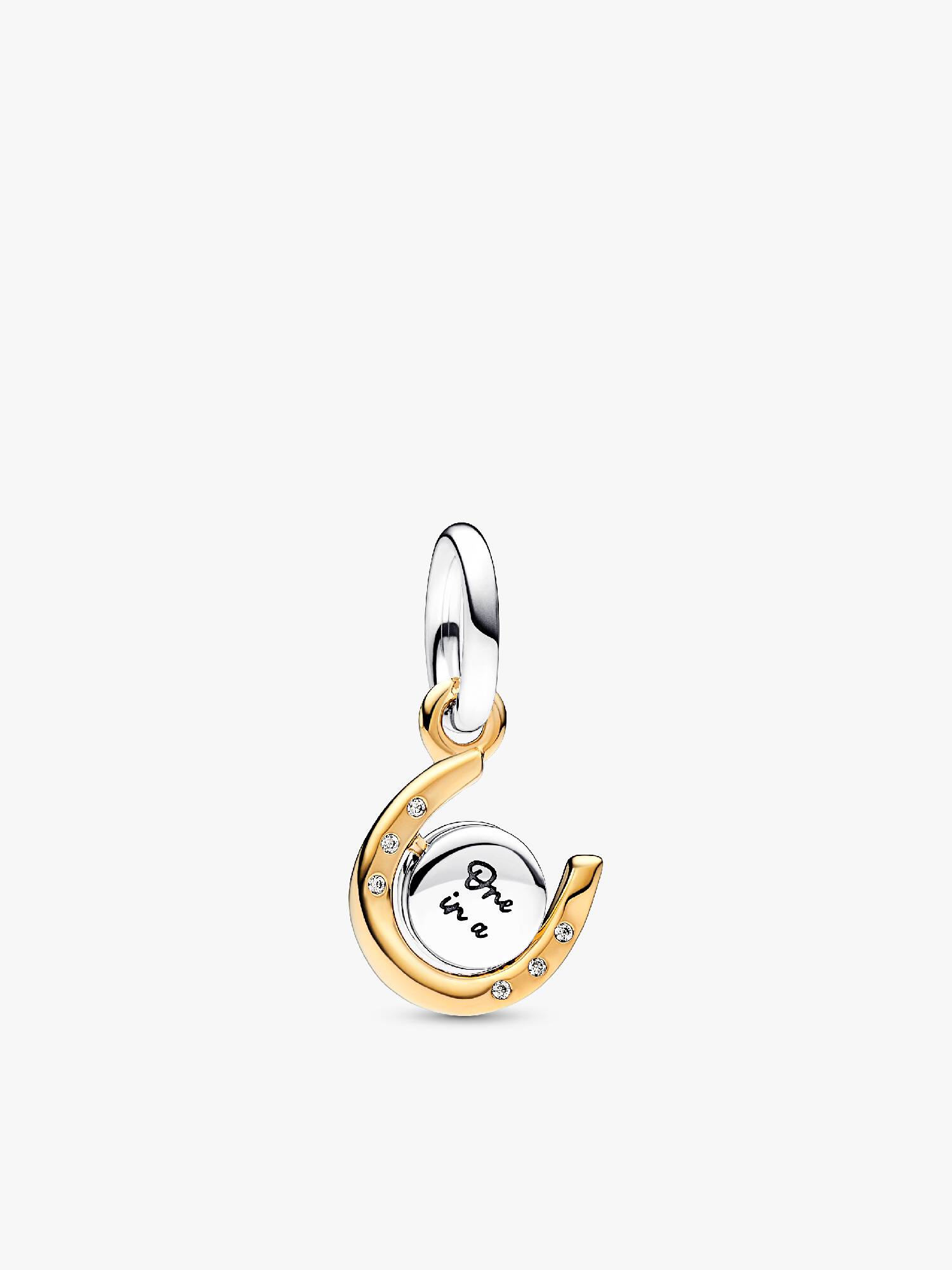 Charm Pendente de Herradura de Disco Giratorio En dos Tonos