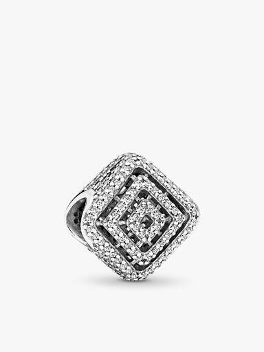 Geometric Lines Charm, Zircônia Cúbica Transparente