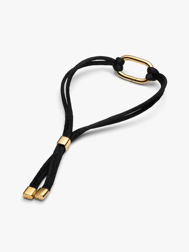 Pulseira de Corda Com Detalhe Dourado e Fecho Deslizante