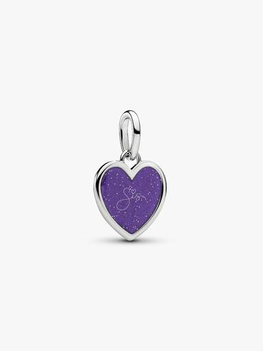Charm Pendente Gravável de Coração Roxo