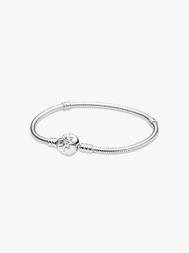 Star silver bracelet with clear cubic zirconia