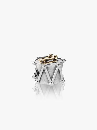 Drum and drumsticks silver charm with 14k