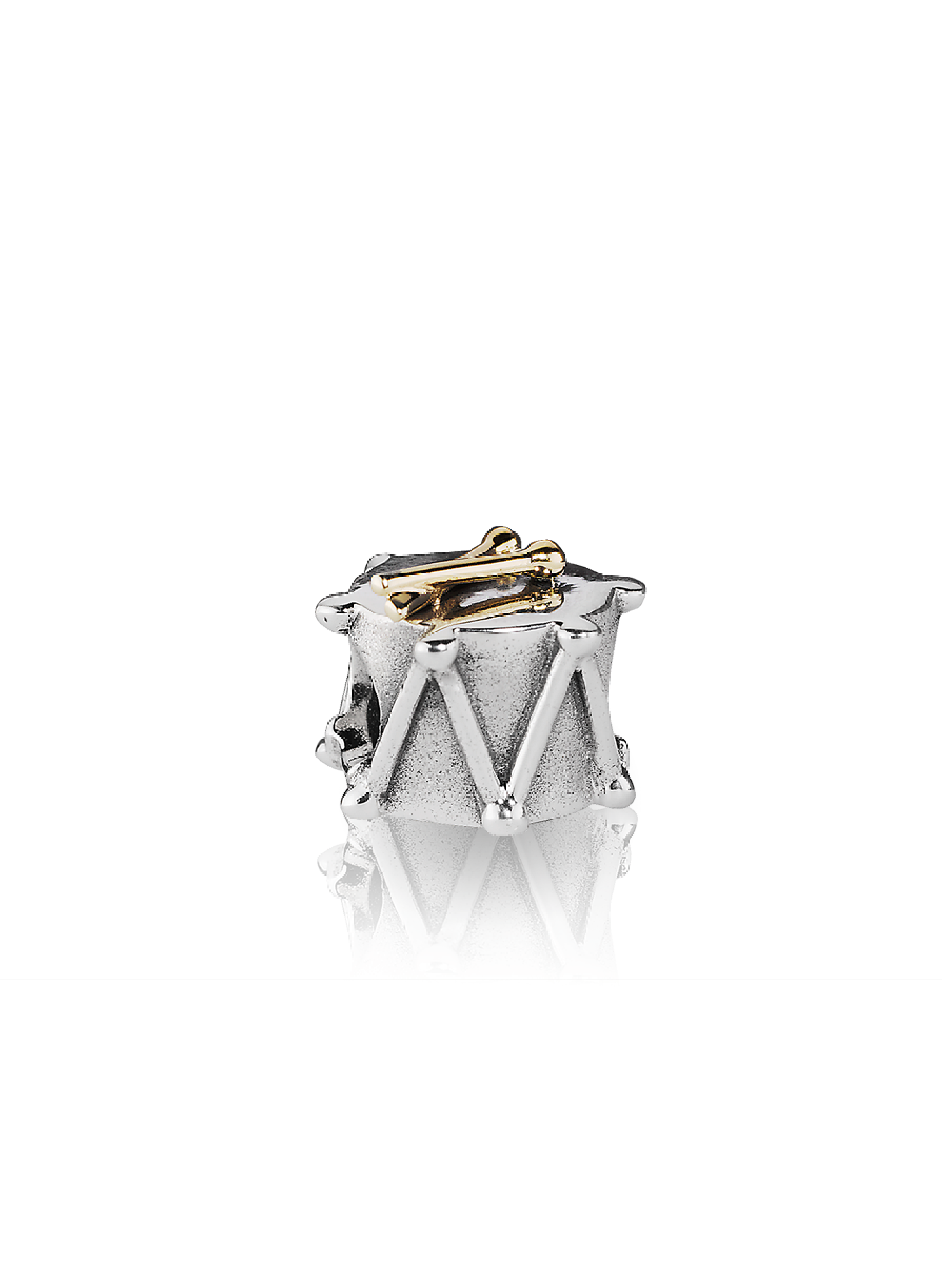 Drum and drumsticks silver charm with 14k