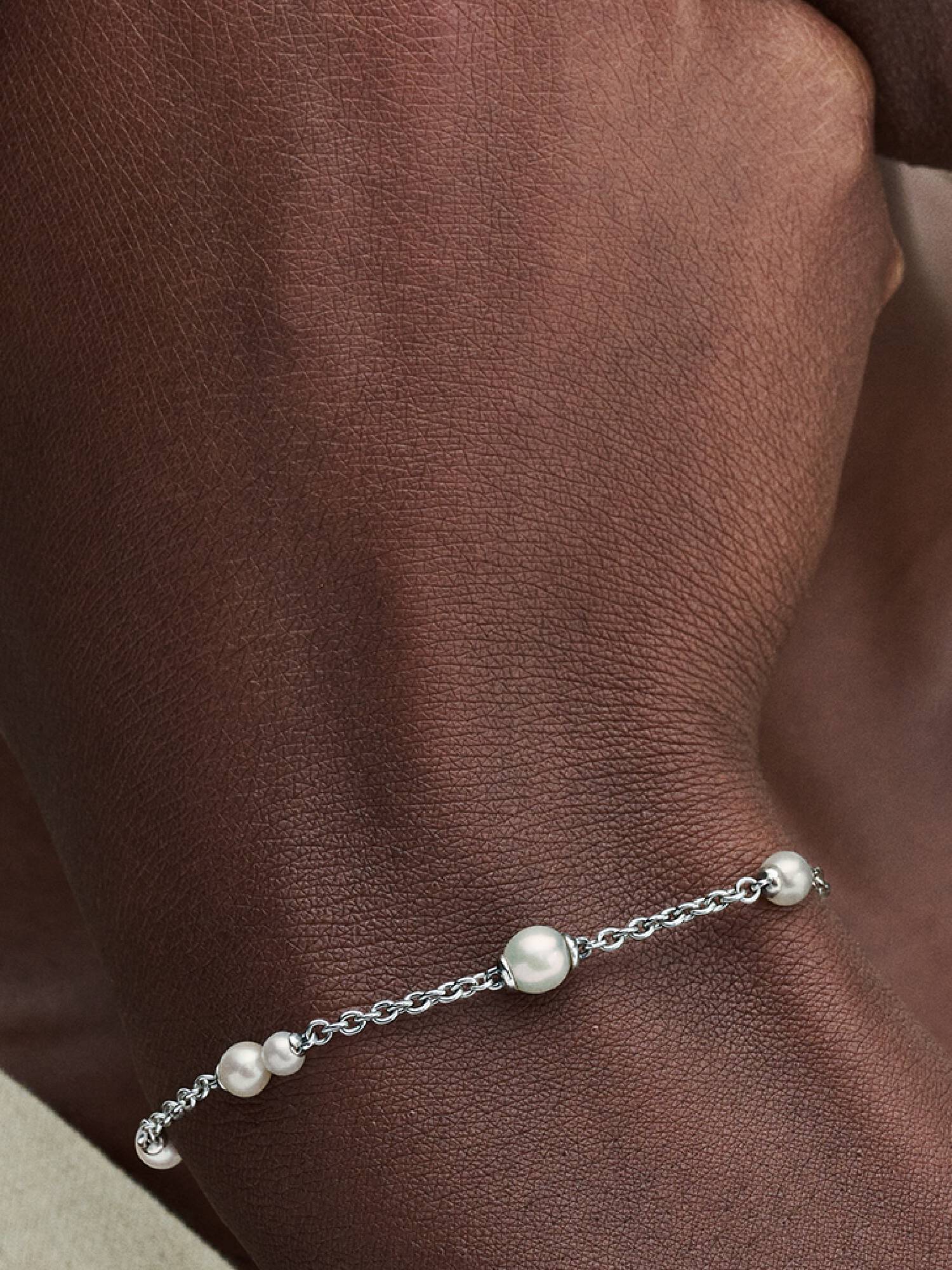 Bracelete Corrente com Pérolas Cultivadas em Água Doce