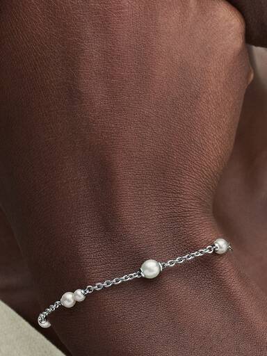 Bracelete Corrente com Pérolas Cultivadas em Água Doce
