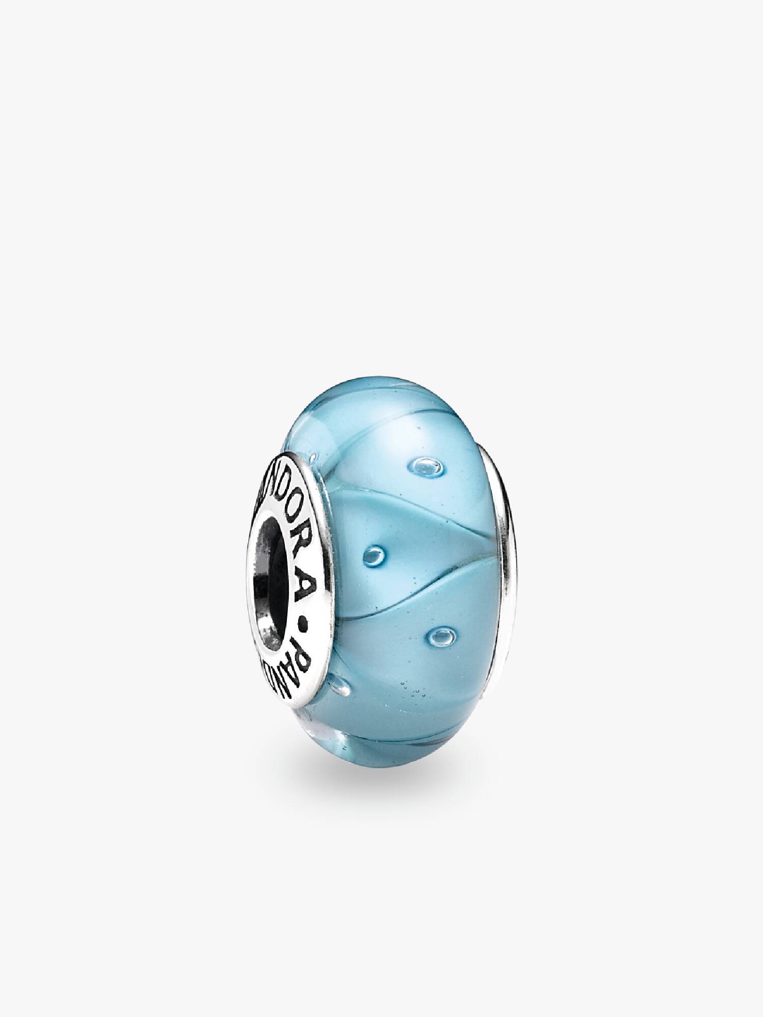 Abstract silver charm with turquoise murano glass