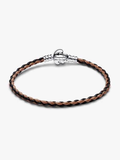 Braceletee de Cuero Trenzado Pandora Moments com Broche Del Rey León de Disney