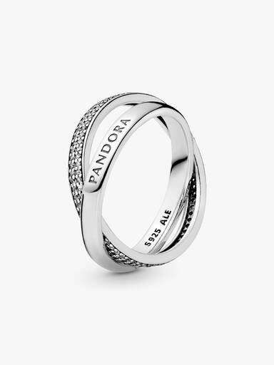 Silver ring with clear cubic zirconia