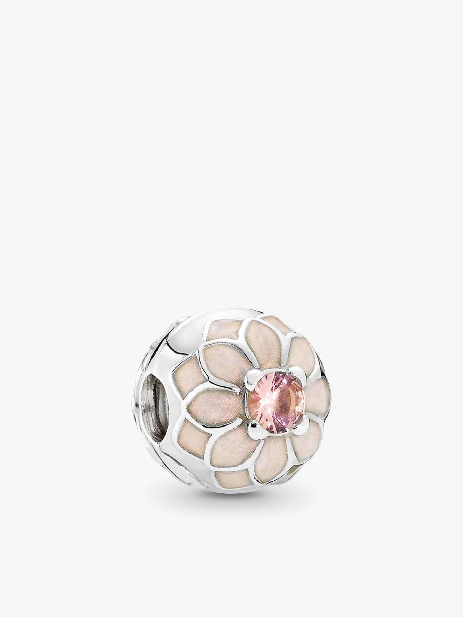 Dahlia silver clip with blush pink crystal and cream enamel
