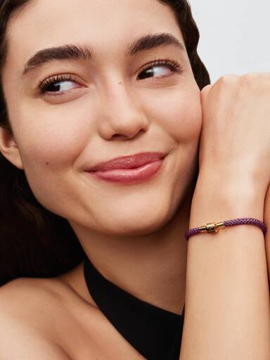 Pulseira de Cordão Roxo Brilhante