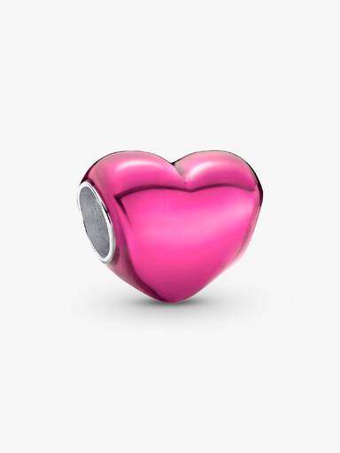 Charm Coração Rosa Metálico
