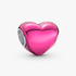 Charm Coração Rosa Metálico Charm Coração Rosa Metálico