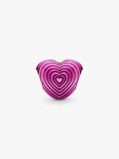 Heart mama sterling silver charm with transparent pink enamel