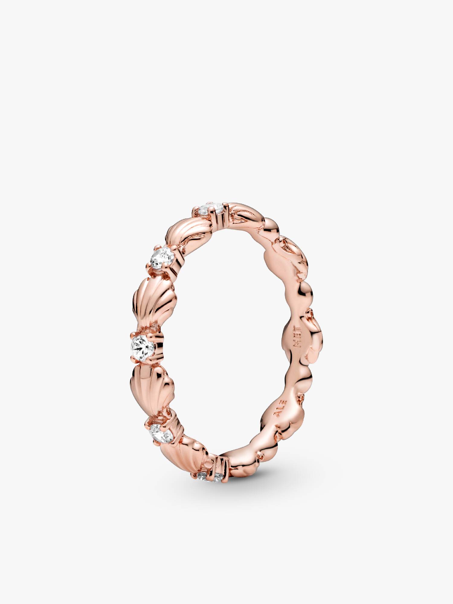 Shell 14k rose gold-plated ring with clear cubic zirconia