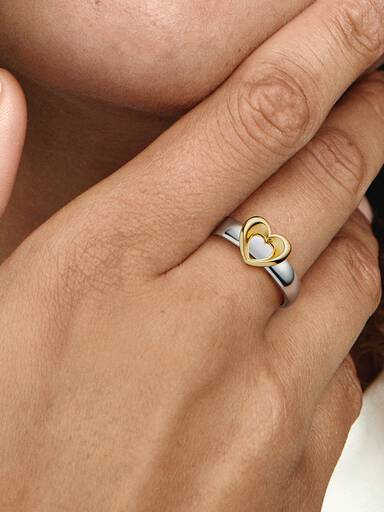 Heart sterling silver and 14k gold-plated ring