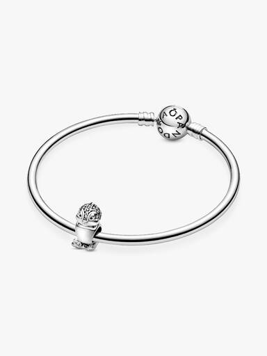 Disney Snow White bird silver charm with clear cubic zirconia