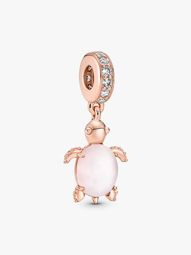 Charm Pendente Tartaruga Marinha em Murano Rosa