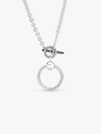 T-bar O-pendant sterling silver necklace
