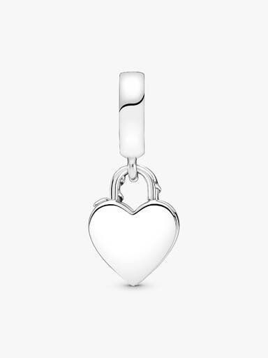 Charm pendente com cadeado de coração rosa