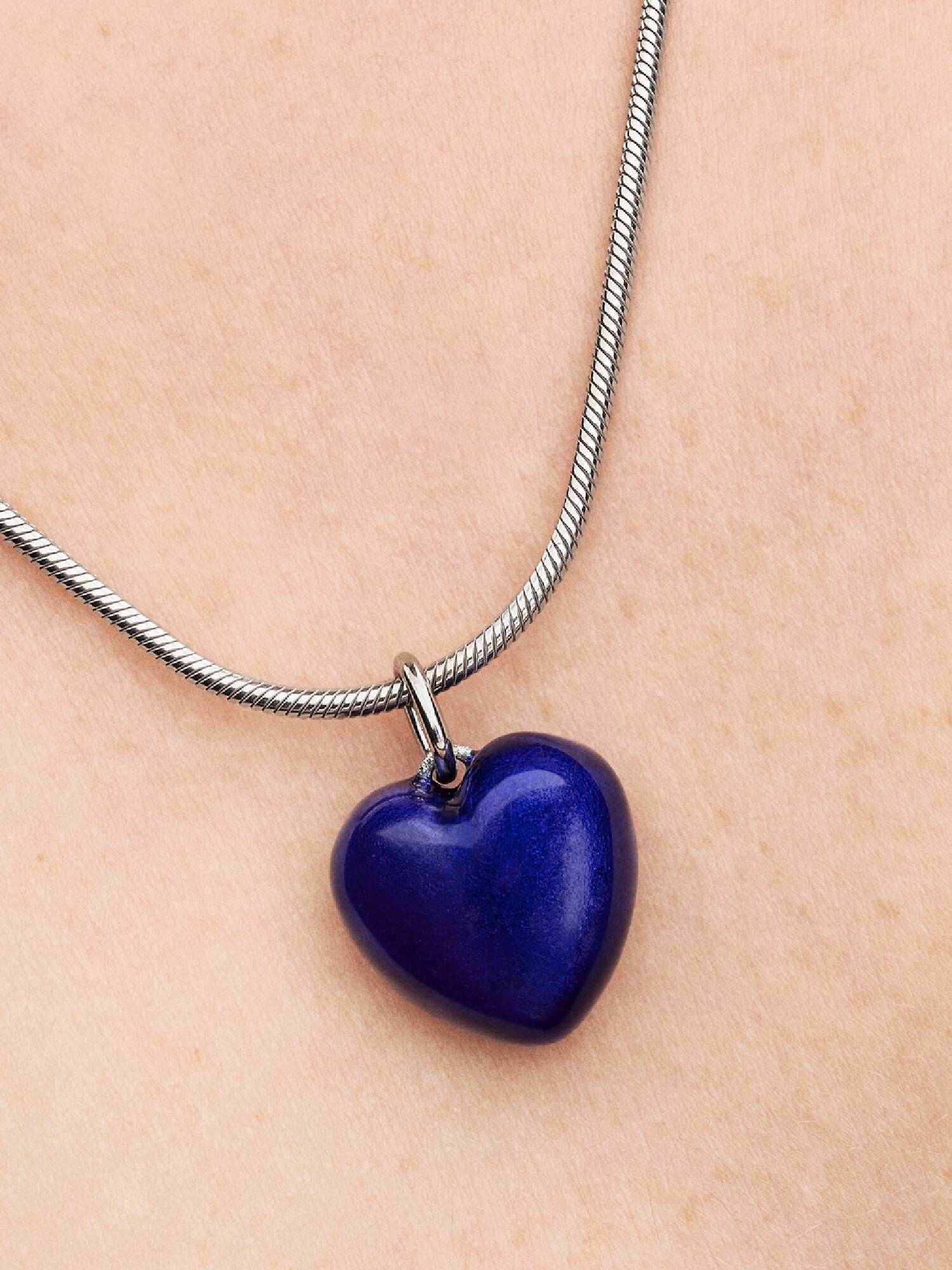 Charm Pendente de Coração Curvo Azul