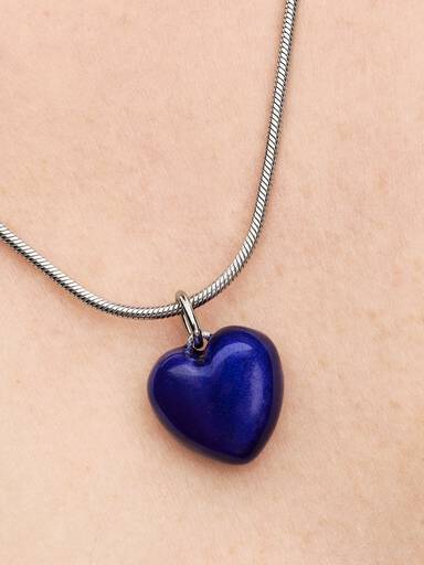 Charm Pendente de Coração Curvo Azul