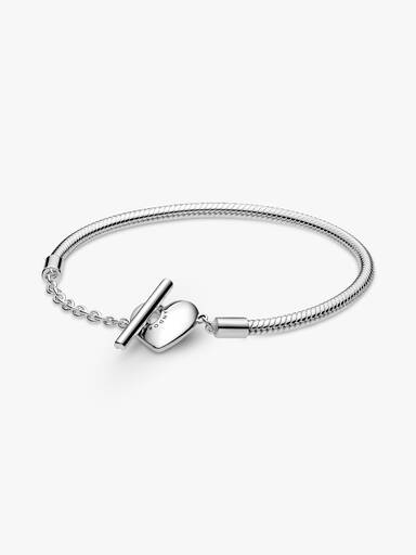 Pulseira Corrente Snake com Fecho em T e Coração
