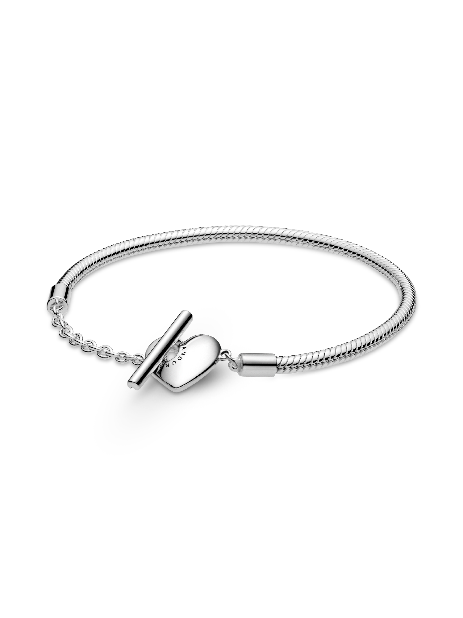Pulseira Corrente Snake com Fecho em T e Coração