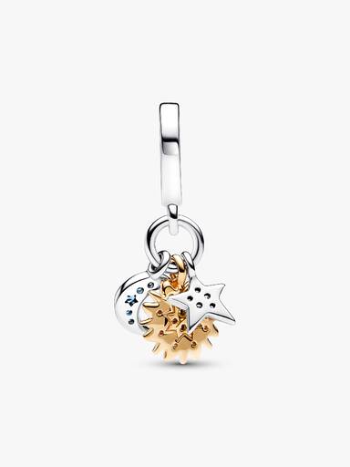 Charm Pendente Celestial Triplo de Dois Tons