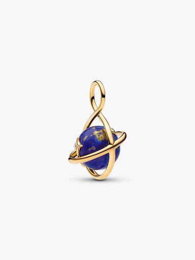 Charm Pendente Giratório de Planeta em Azul Celestial